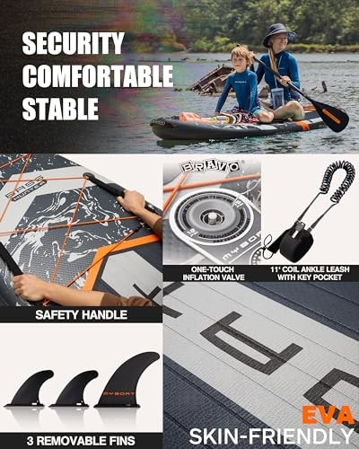 11'6"×34"×6" Extra Wide Inflatable Paddle Board, Stand Up grey basic version