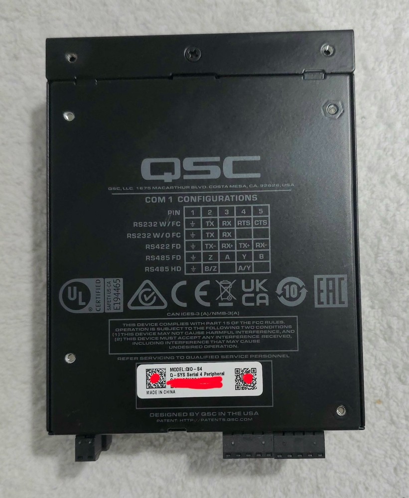 QSC QIO-S4 Q-SYS Peripheral Controller Network I/O NEW