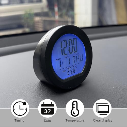 Car Digital Thermometer Clock, Dashboard Clock with Standard Digital Clock