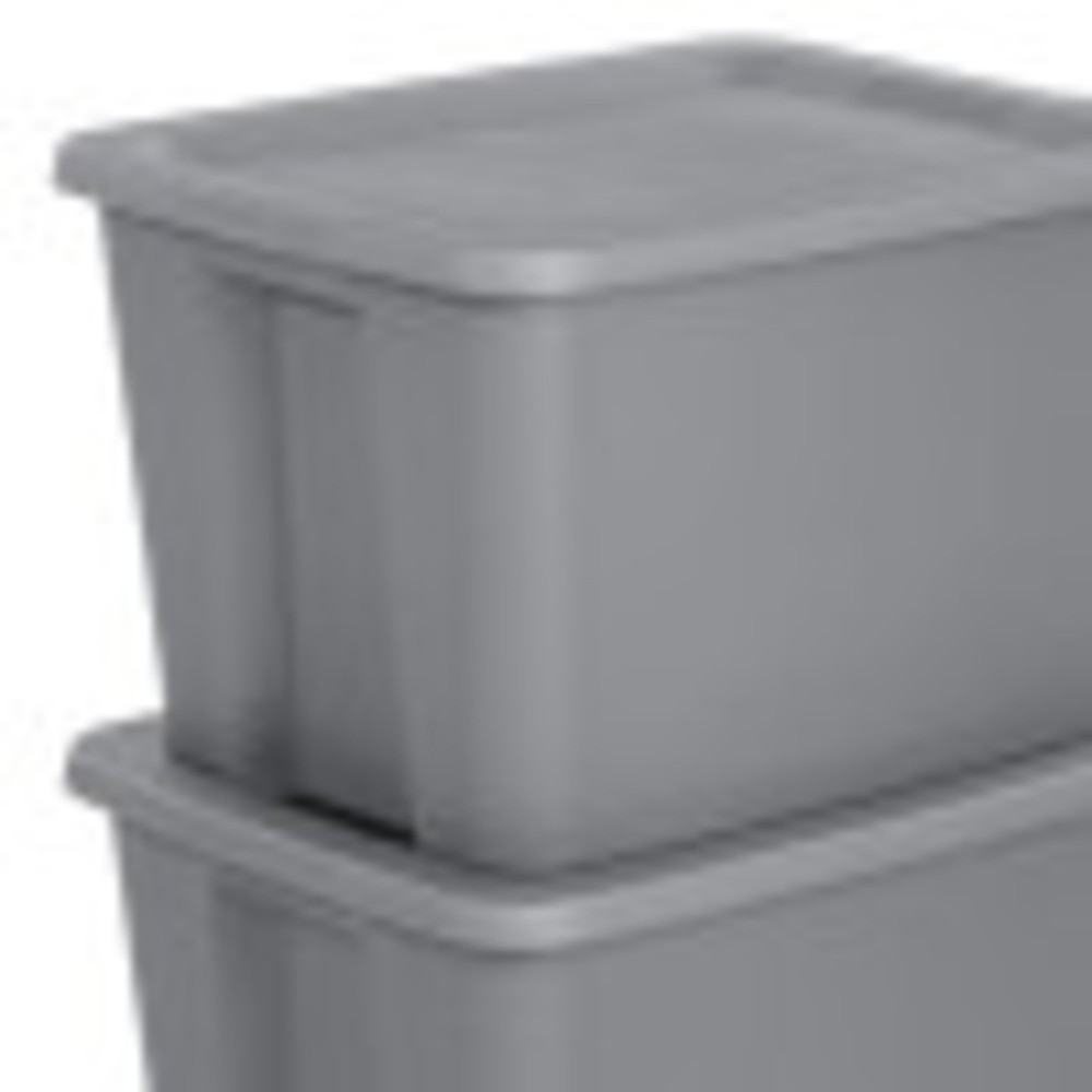 Large Storage Bin, 18 Gallon Plastic Storage Container with Snap-On Lid, Gray