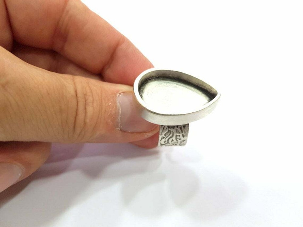 Branch Ring Blank Setting Base Bezel inlay Backs Cabochon Antique Silver