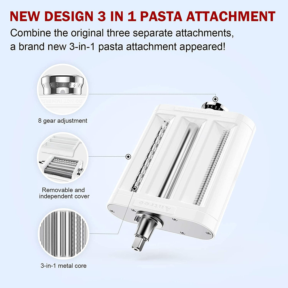 3-1 Pasta Maker Attachment for Kitchenaid Includes Pasta Sheet Roller Attachm...