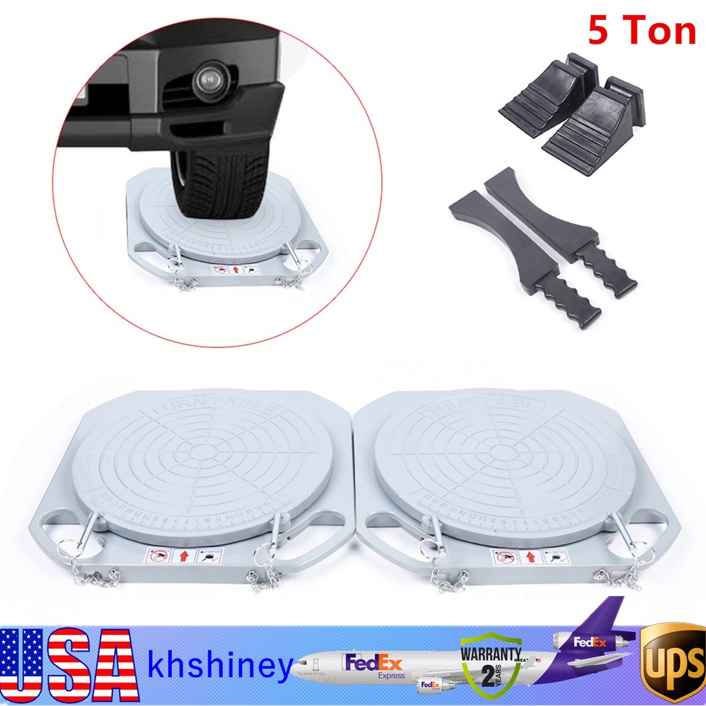 2pcs 3Ton Front End Wheel Alignment Turntable Plate 360° Rotating Plate Table