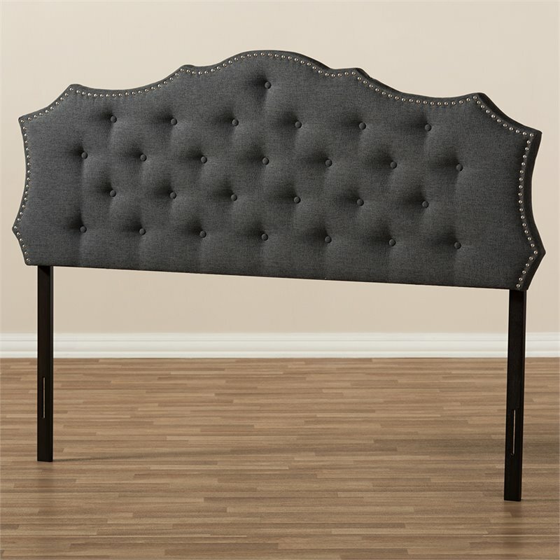 Bowery Hill Modern Fabric Tufted King Panel Headboard in Gray