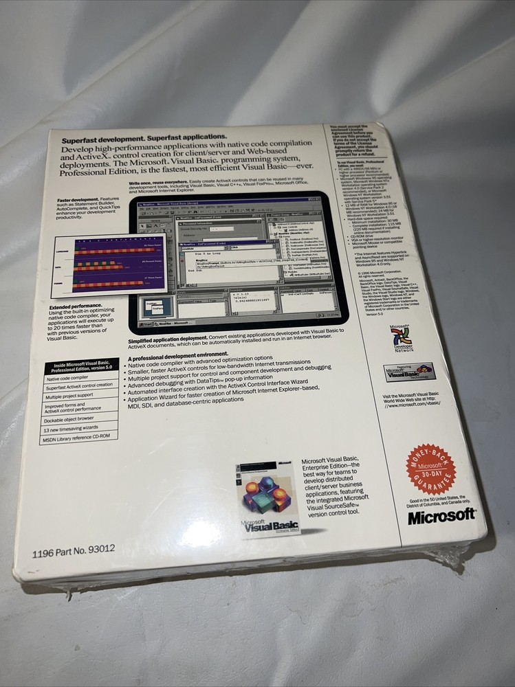Microsoft Visual Basic Professional Edition Version 5.0 Academic New Sealed