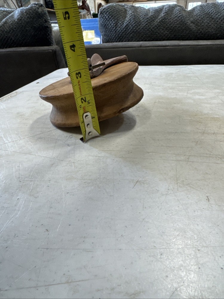 Antique Single Wood Wheel Pulley 9”