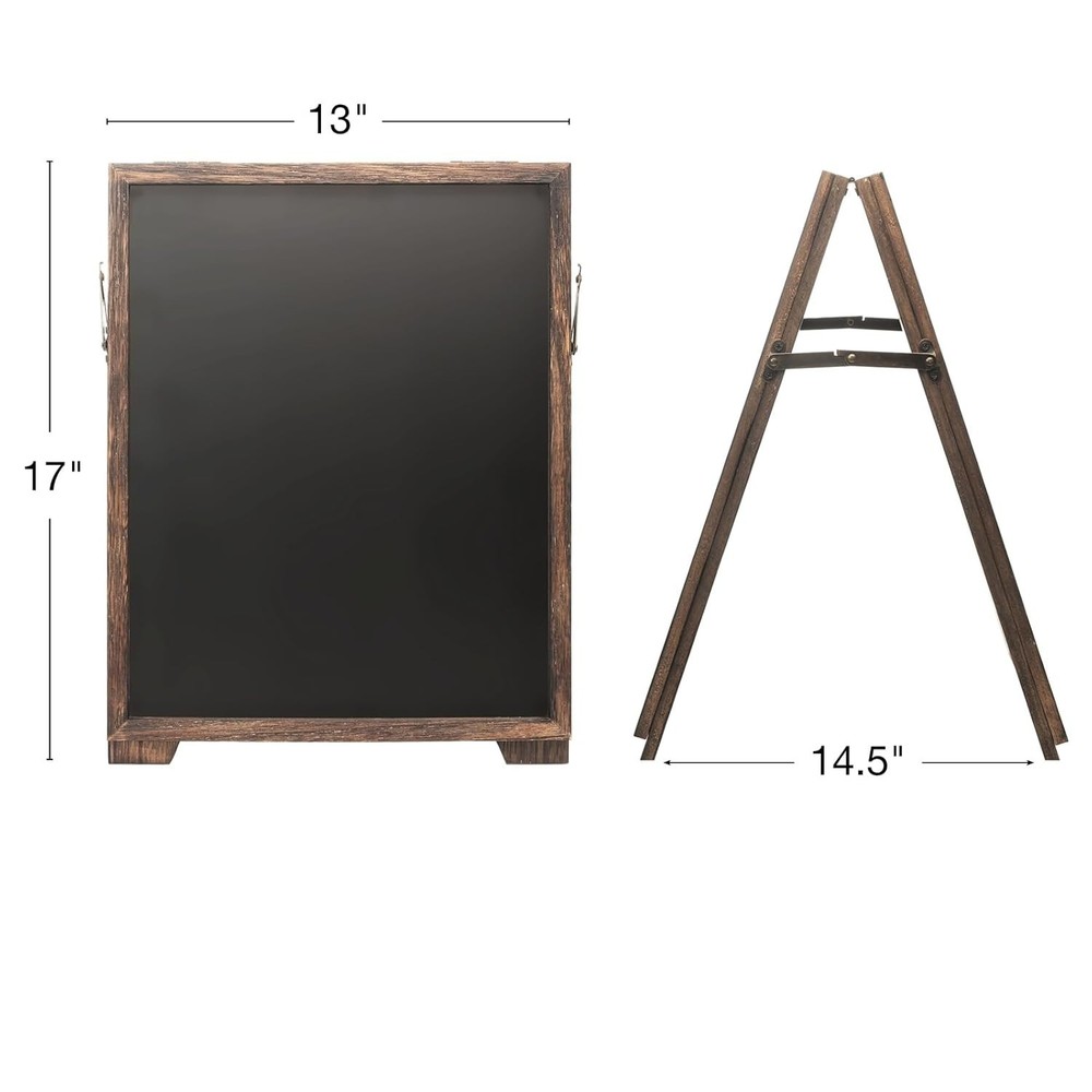 Compact 13" x 17" Wooden Chalkboard with Double-Sided Magnetic Functionality