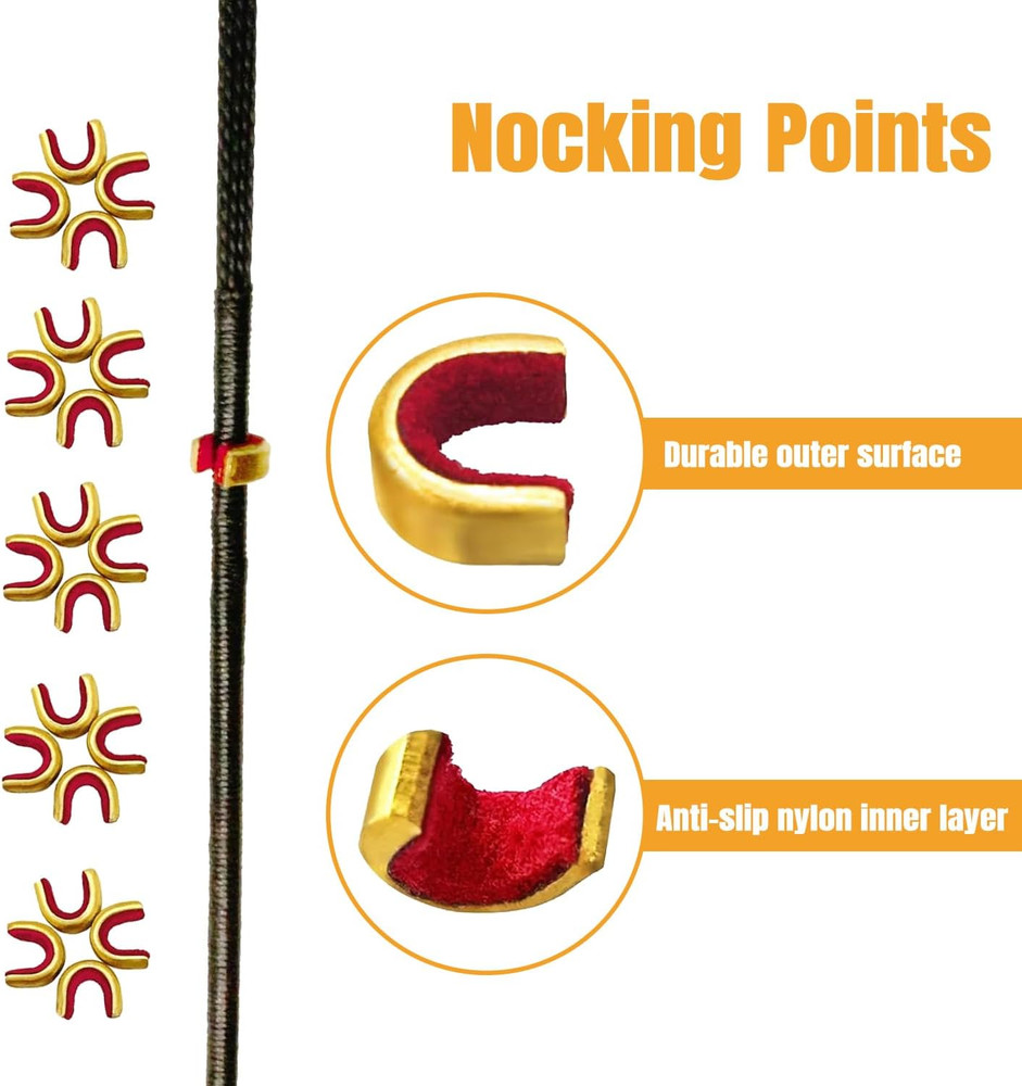Archery Bow String Nocking Points Set – 20 Pcs Brass Nocking Points and Pliers