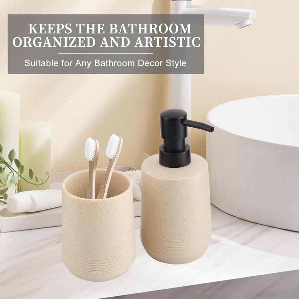 Bathroom Accessories Set, 2 Piece Resin Accessory Set with Beige