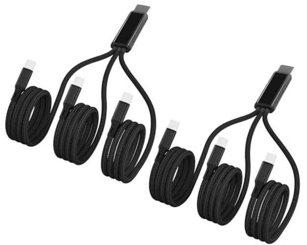 Multi USB C CablePack,3 in 1 Multiple Type C Charging,3A Splitter 4FT 2 Black