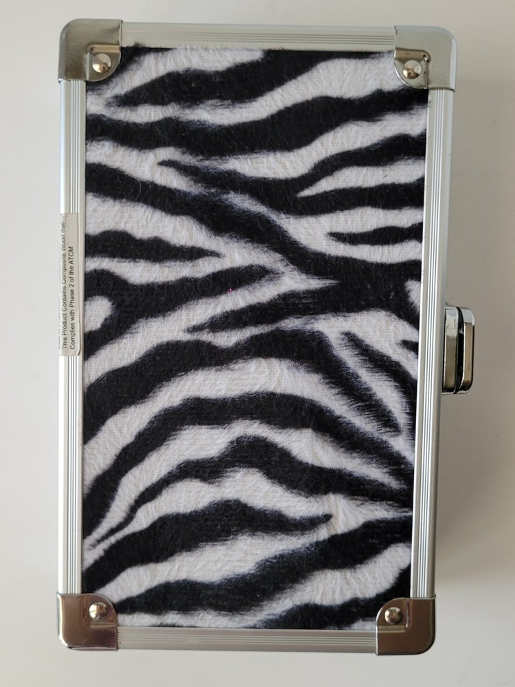 Zebra Print Silver Lock Box with Key