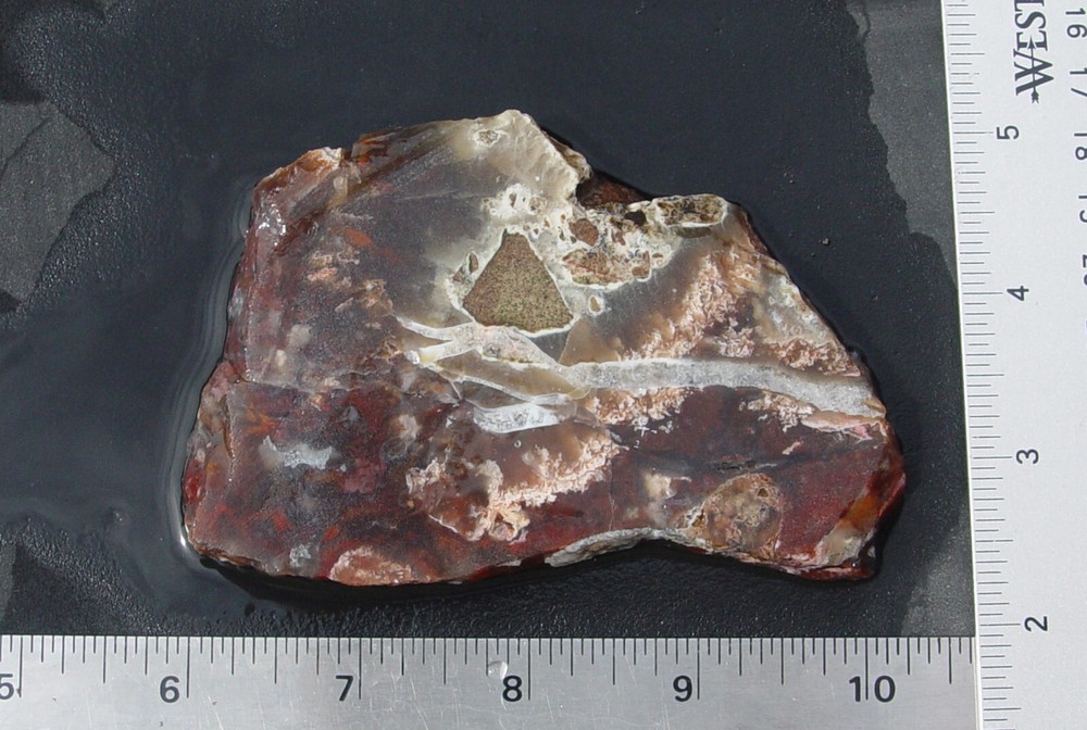 red Plume Agate Lapidary Slab T1075