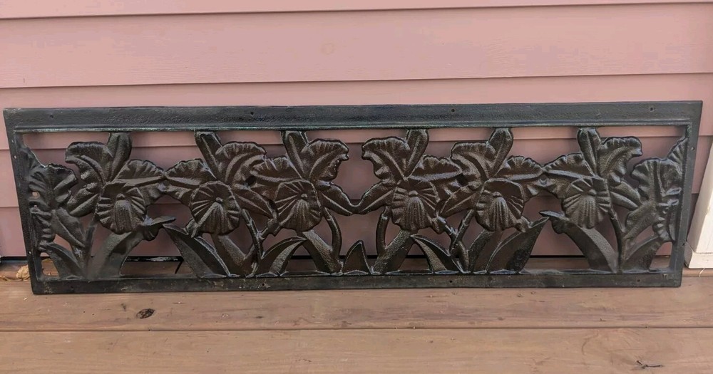 Cast Iron Lily Floral Cut  Out Design  Architectural Panel, Bench Back