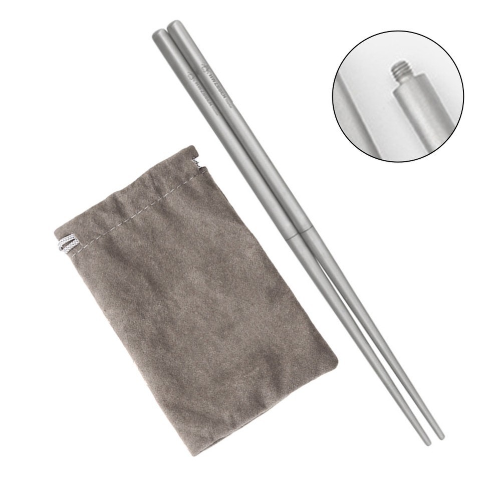 Foldable Titanium Chopsticks Set for Camping and Backpacking Easy to Carry