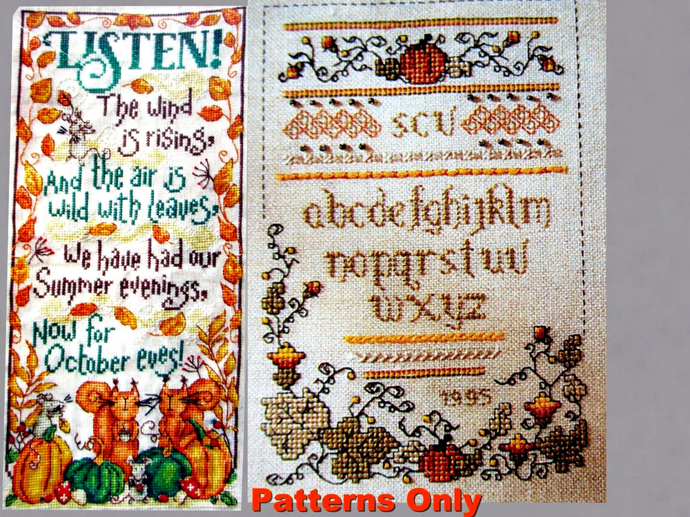October Eves Poem Autumn Band Sampler CROSS STITCH PATTERNS