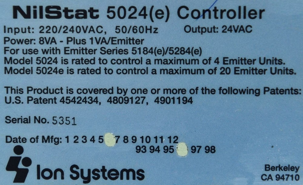 572 ION SYSTEMS NILSTAT CONTROLLER 5024(E)