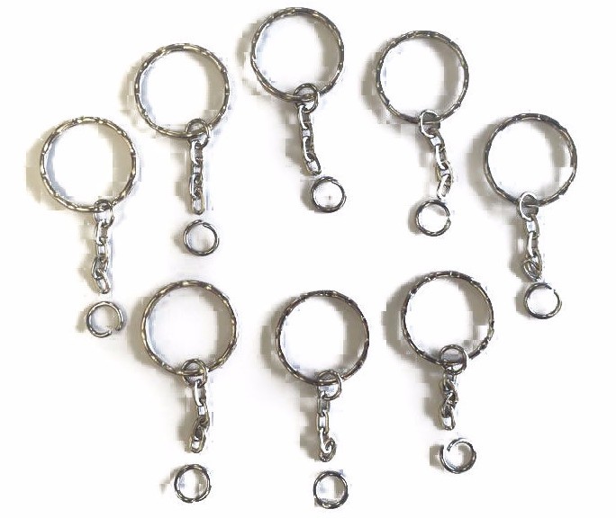 Key Ring W. Chain 1" Split Ring Hammered W. Split Loop Key Rings Holders (PACK)
