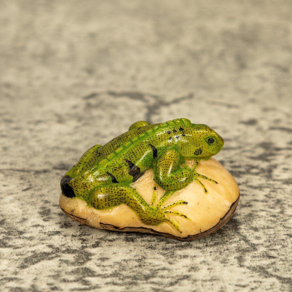 Green Iguana Lizard Tagua Nut Carving