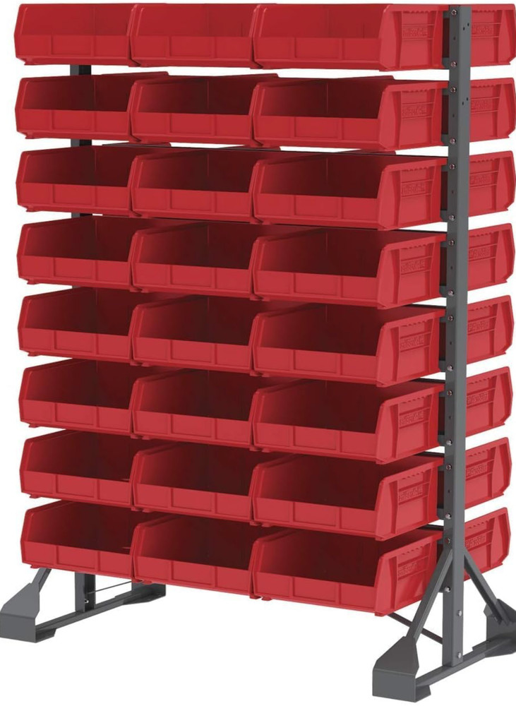 Stackable Red Storage Bins - 6-Pack for Garage & Pantry Organization