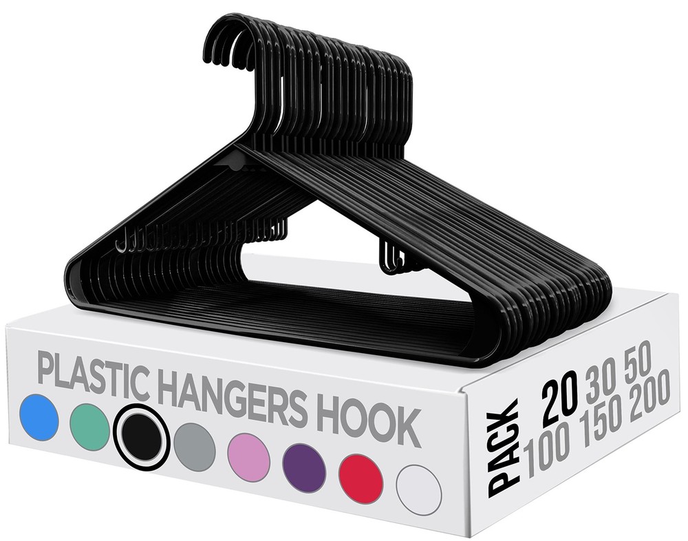Plastic Hangers 20 Pack - Space Saving Clothes Hanger - Durable & Strong Clos...