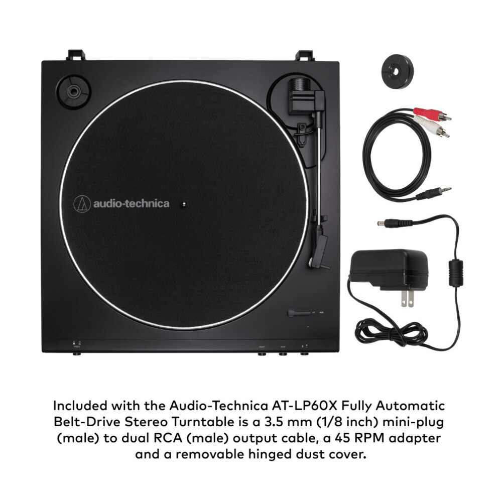Audio-Technica AT-LP60X Turntable Black with Powered Studio Monitors Pair