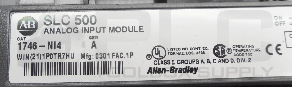 ALLEN BRADLEY 1746-NI4 SER A SLC 500 ANALOG INPUT MODULE
