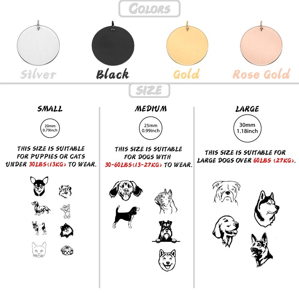 Personalized Dog & Cat ID Tags Silent Custom Engraved Pet Accessories