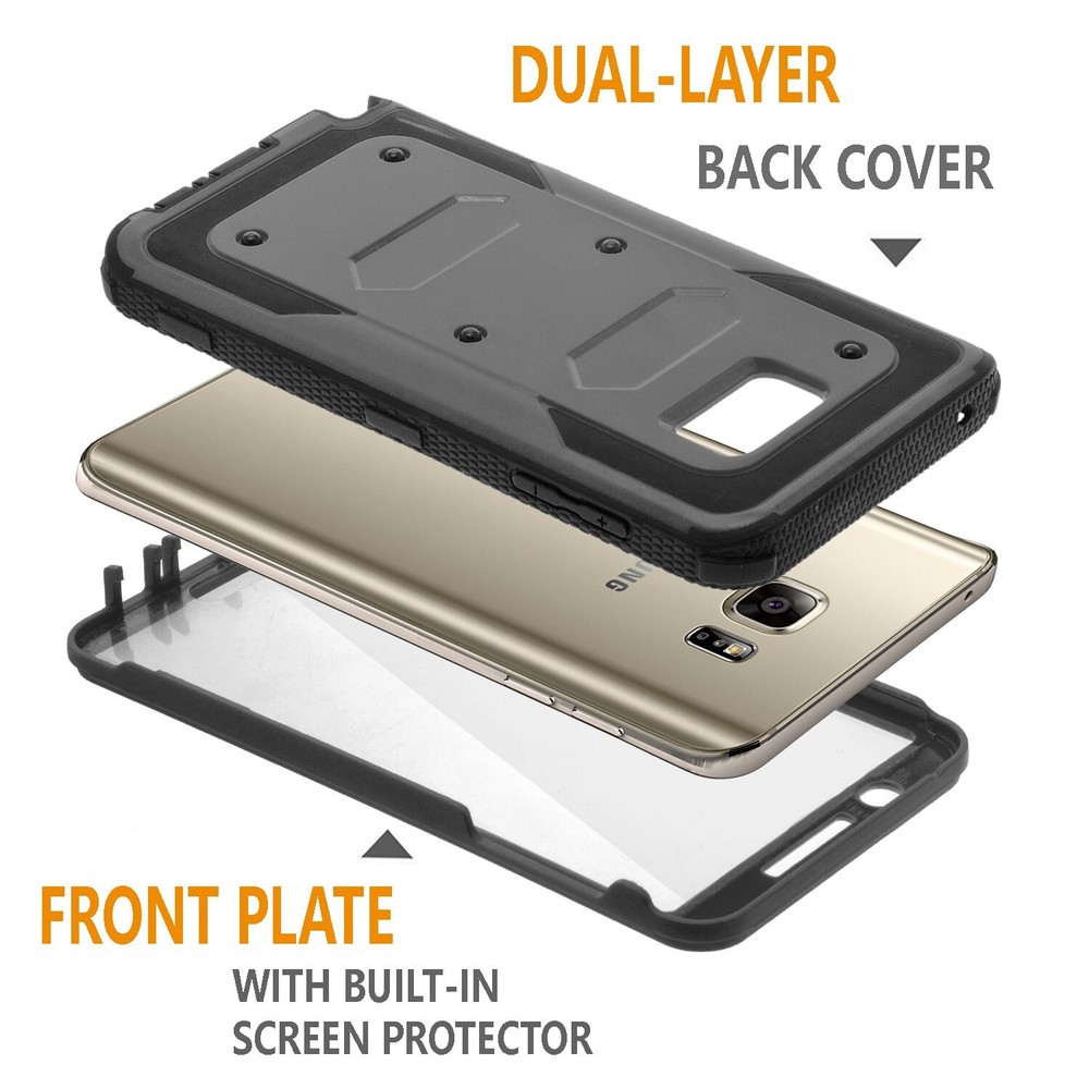 For Samsung Galaxy Note 5 Shockproof Case Belt Clip Tempered Glass Protector
