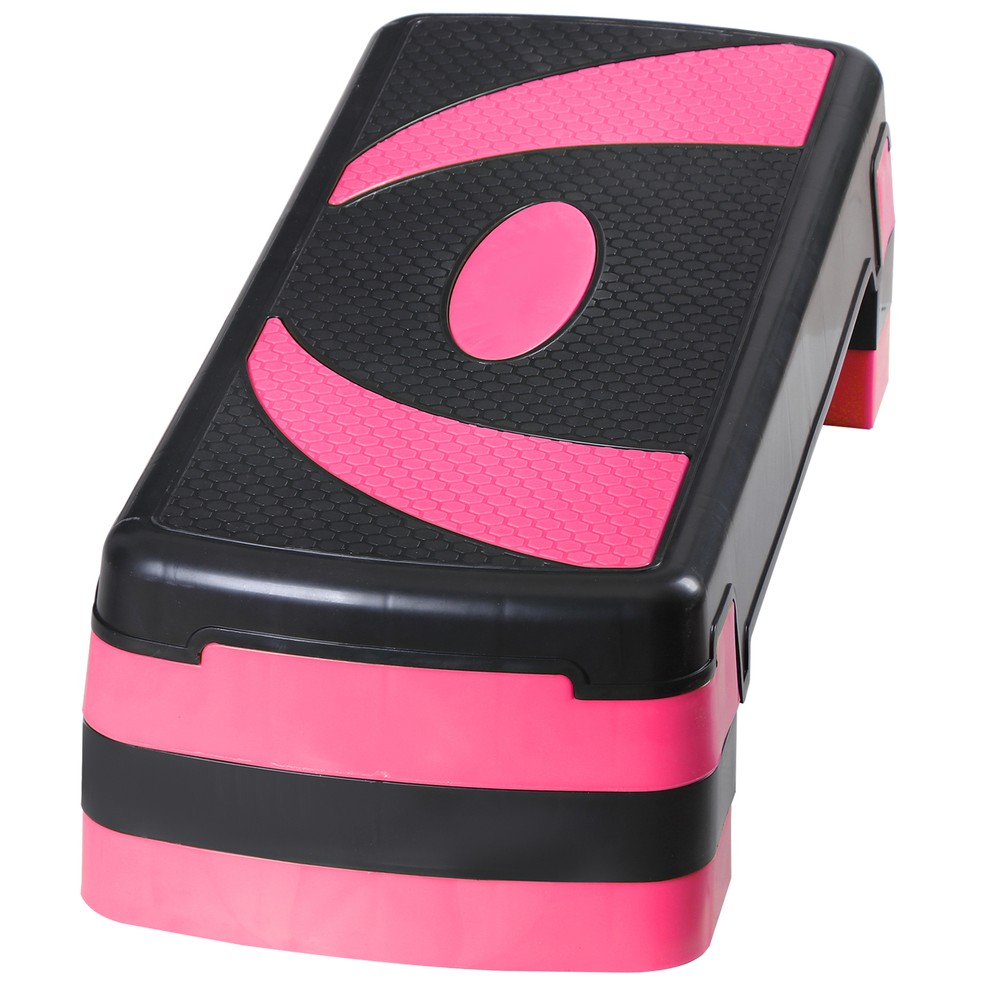 31" Aerobic Step Platform Exercise Stepper Workout Step 4"-6"-8" w/Risers Pink