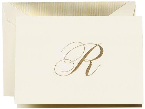 Crane & Co. Hand Engraved Script "R" Initial Note (CF13R1)