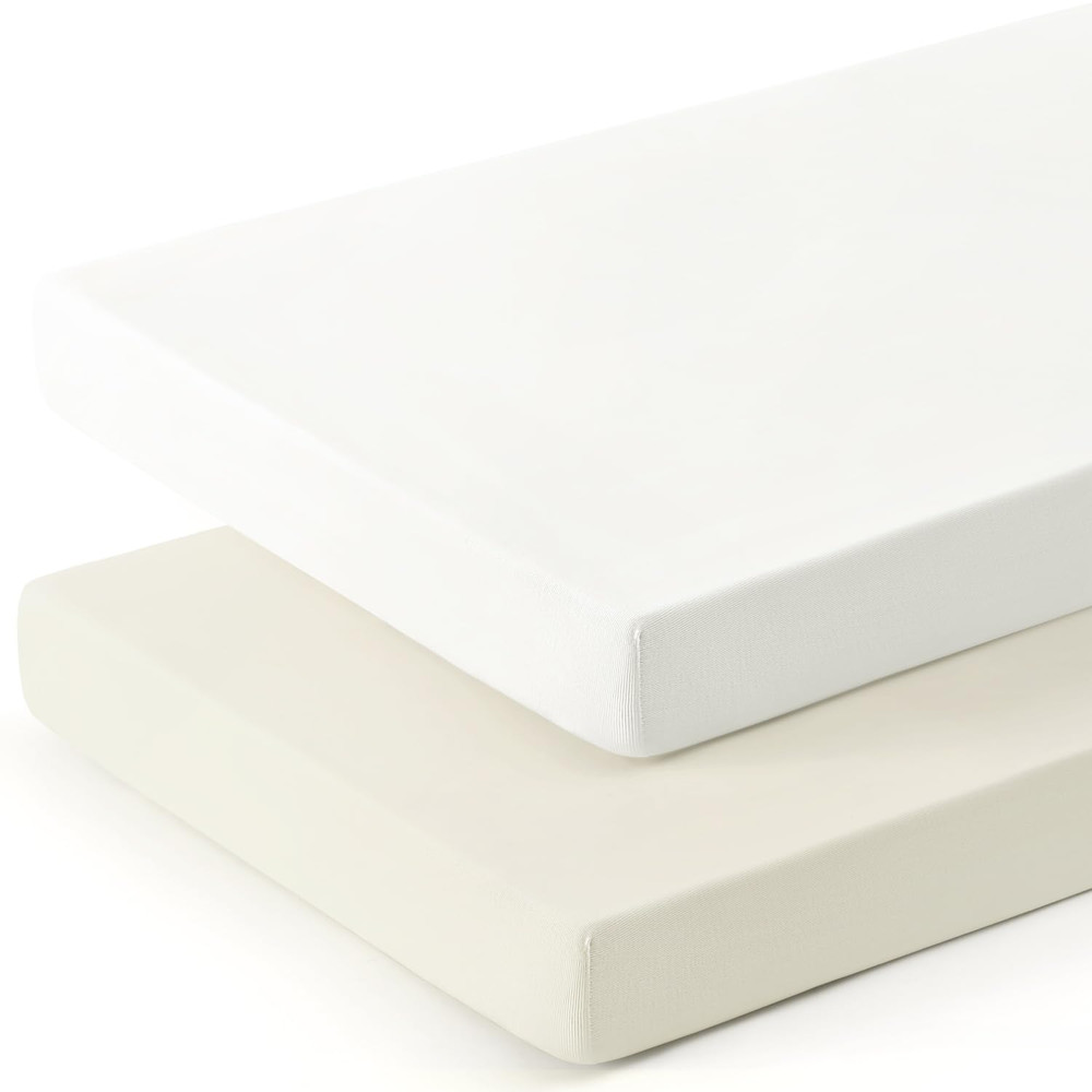 Mini Crib Sheets Fitted, Pack and Play Sheets 2 Pack, Ultra Soft Stretchy Pack N