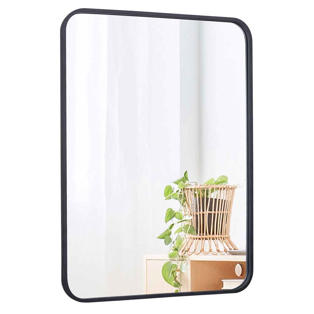 22" x 30" Wall Mirror Metal Black Frame Bathroom Bedroom Decorative Rectangular
