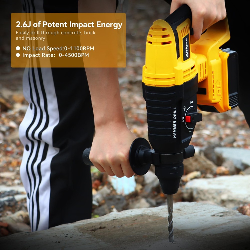 Cordless Rotary Hammer Drill Compatible with Dewalt 20V MAX Battery, Brushles...