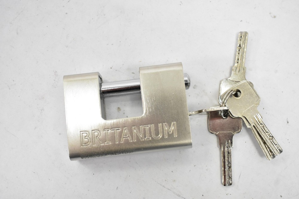 Britanium Shutter Padlock BRP84 with 5 Keys Heavy Duty Rectangular Lot of 4