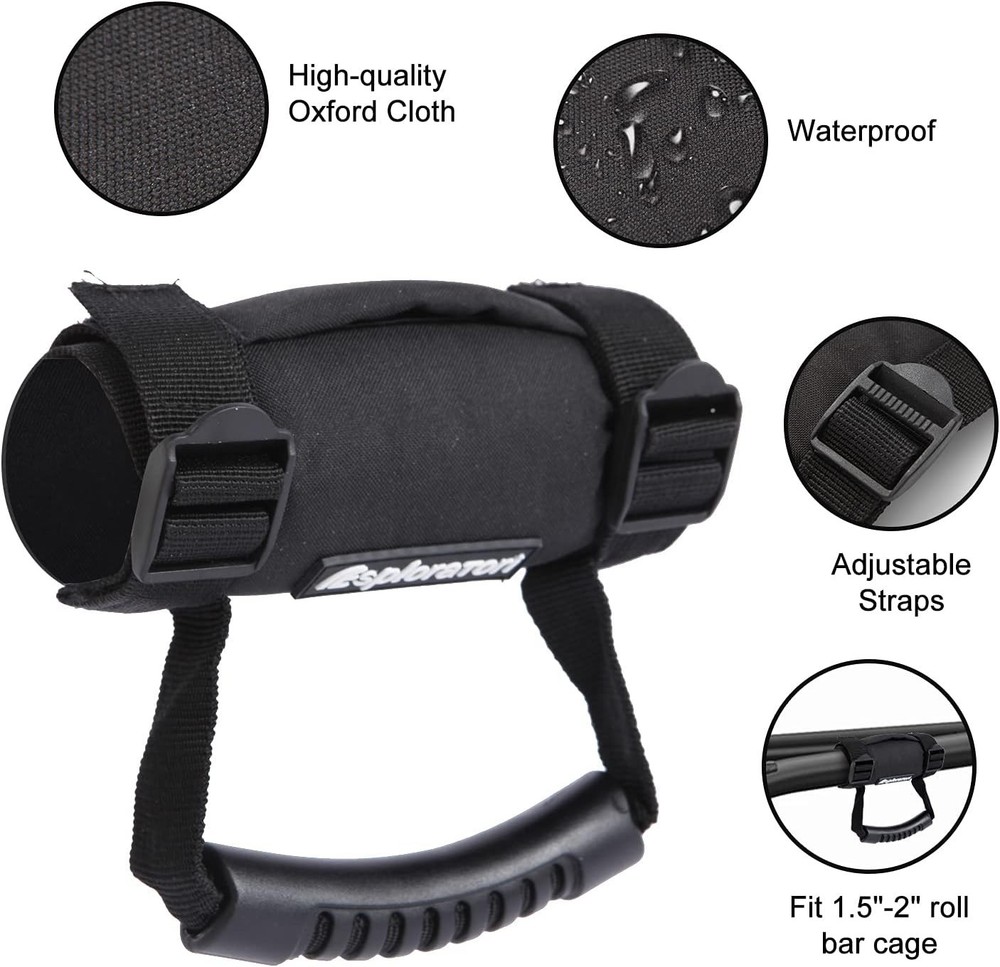 UTV Roll Bar Grab Handle Grips, UTV Grab Handles 4 Pack(black)