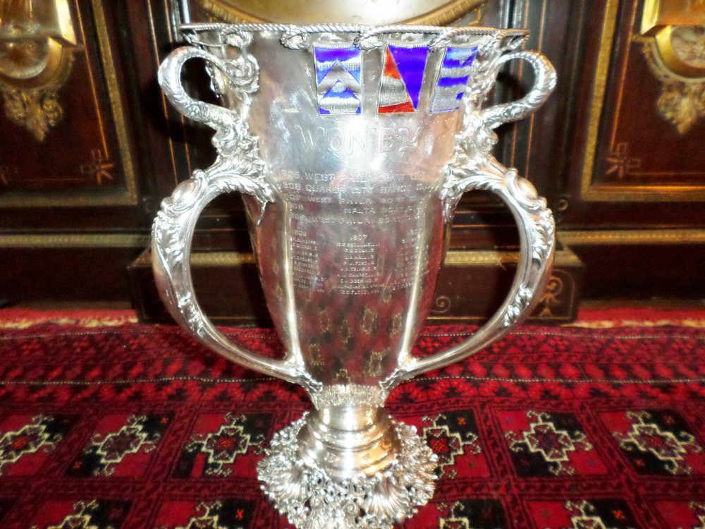 SUBPERB! J E CALDWELL CO. STERLING TROPHY CUP 16" ANTIQUE THREE HANDLED 7LB +