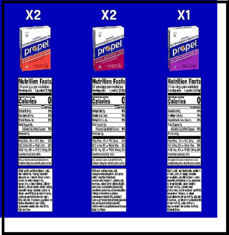 Propel Powder Packets, 3 Flavor Variety Pack, Electrolytes, 5 Pack 10 Count