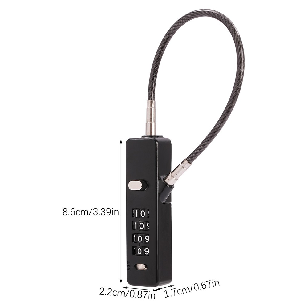 Steel Cable Combination Lock with 4-Digit Code and 3 Lengths of Cables