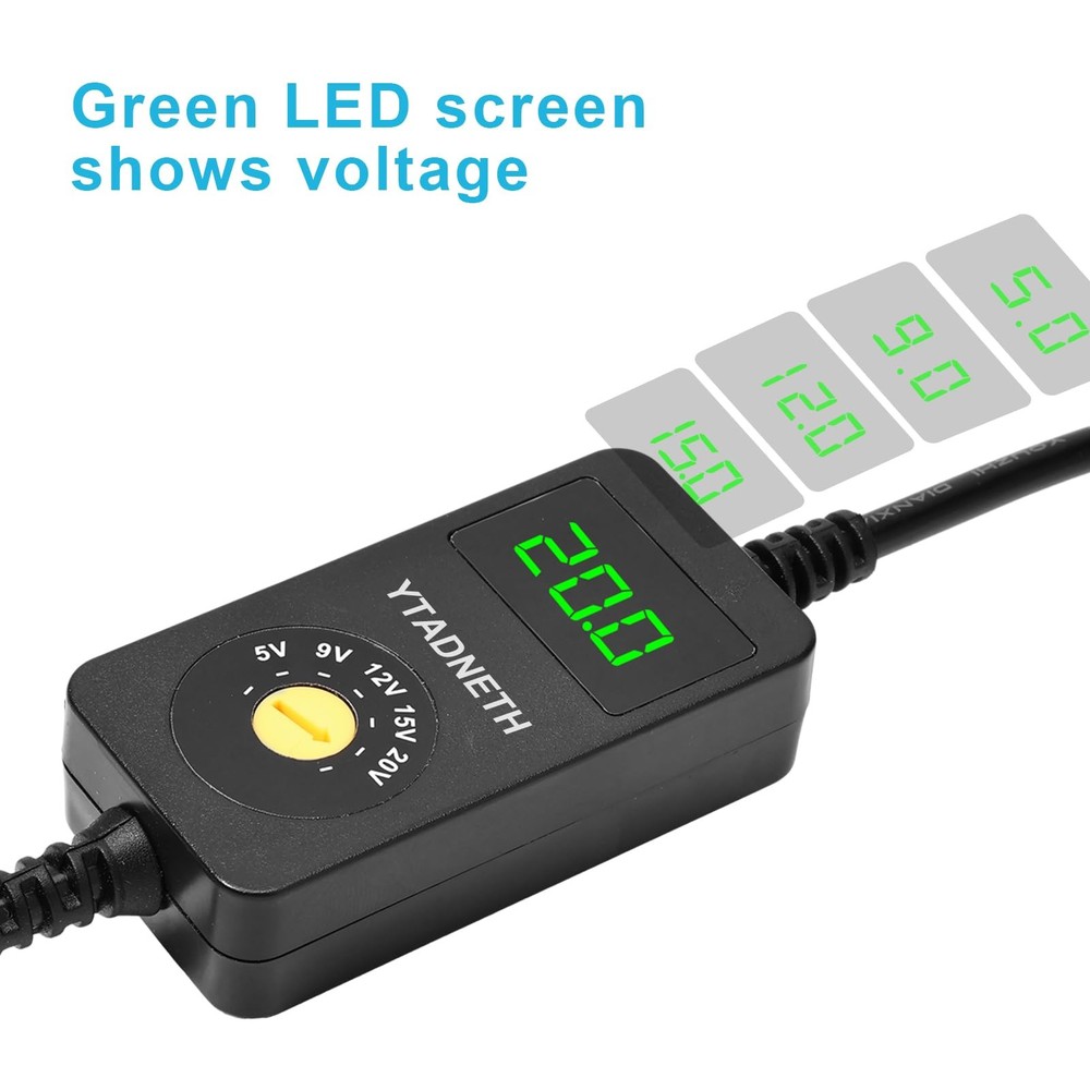 YTADNETH Universal USB C to DC Adapter, Barrel PD Trigger Cable, USB-C Black