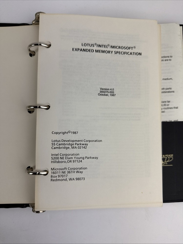 Lotus 1-2-3 Release 2.01 Master System Disk LIM EMS 4.0 Technical Manual Binder