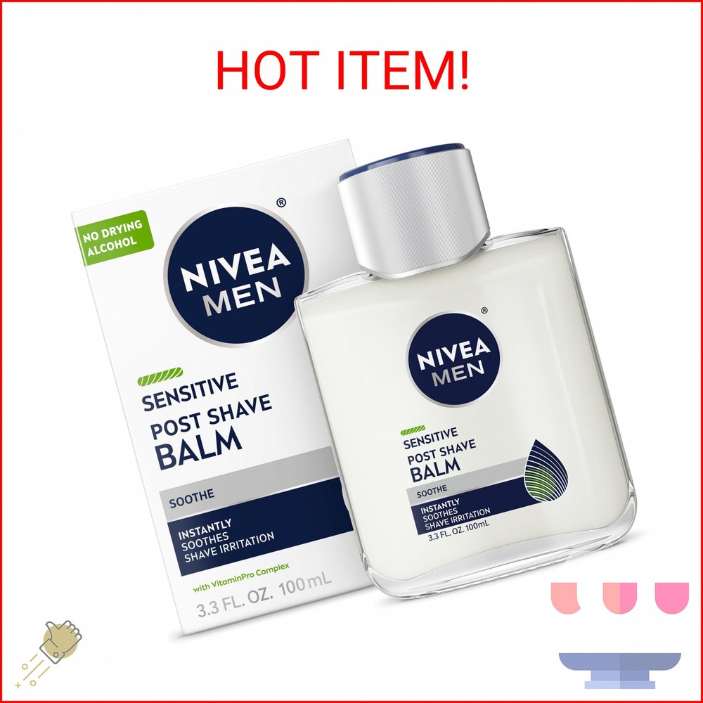 NIVEA MEN Sensitive Post Shave Balm, with VitaminPro Complex, Alcohol Free After