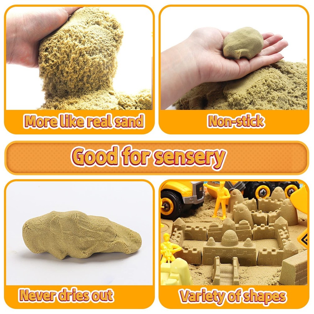 Play Construction Sand Kit,2.2lbs Magic Sand W/4 Large Take Apart Constructio...