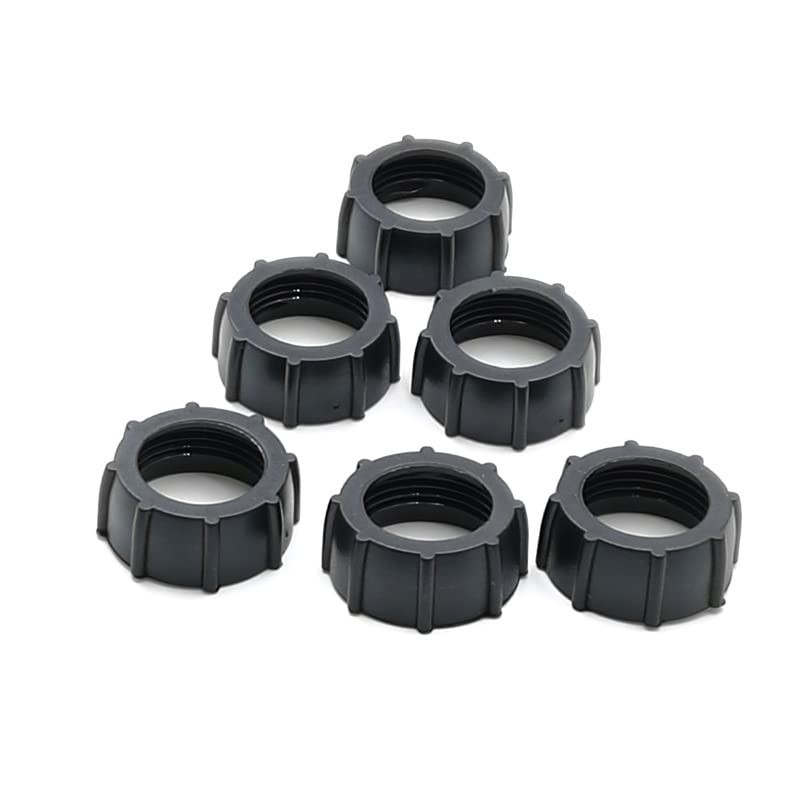 VizGiz 6 Pack Tightening Nut for 17mm diameter, 0.25 inch thread size, Black