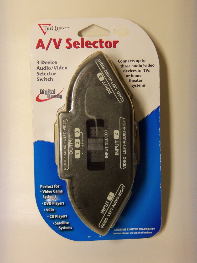 TRIQUEST MODEL 5450  A/V SELECTOR  3 DEVICE AUDIO / VIDEO SELECTOR SWITCH