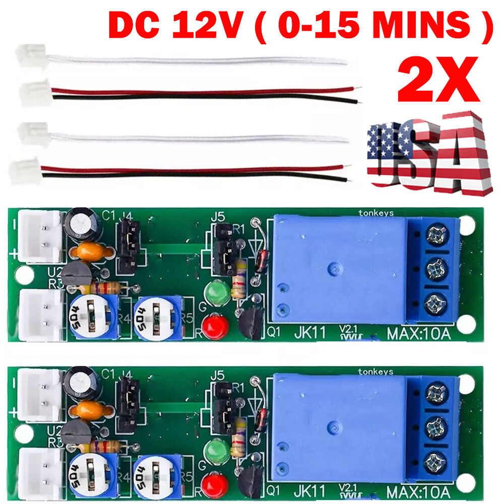 2x 12V Infinite Cycle Delay Time Timer Relay Turn ON OFF Switch Loop Modules USA