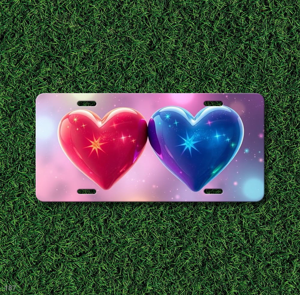 Bright Hearts License Plate Custom Vanity Plate Everyday Gift