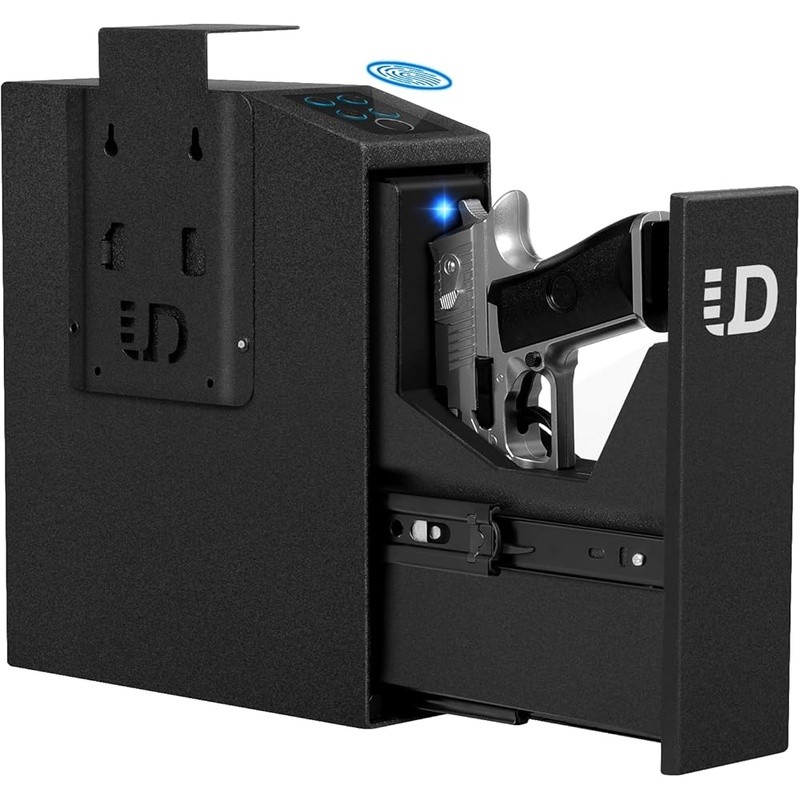 3-in-1 Biometric Handgun Safe Fingerprint Code Key Silent Mountable Security Box