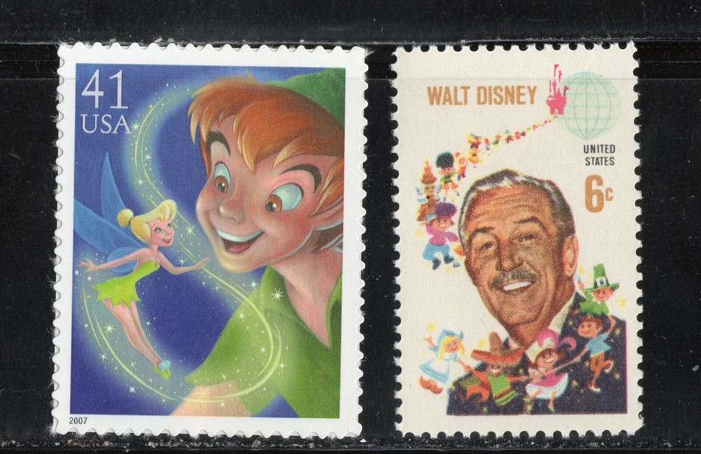 PETER PAN, TINKER BELL + WALT DISNEY * US POSTAGE STAMPS MINT
