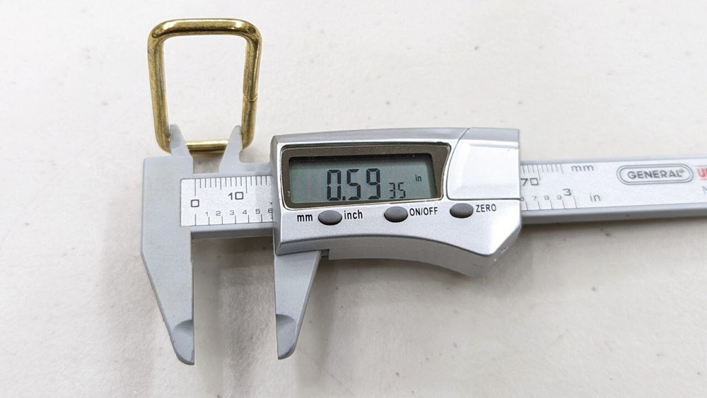 1.5 inch wide brass plated steel strap keeper loop