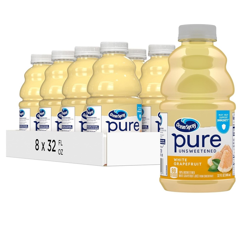 Pure Unsweetened White Grapefruit, 100% White Grapefruit Juice, 32 Fl Oz Bott...